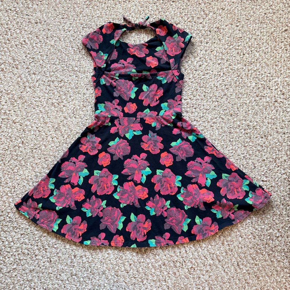 Talula Aritzia Palmetto Mini Skater Dress in Rose Floral Print Size Small - Picture 4 of 8
